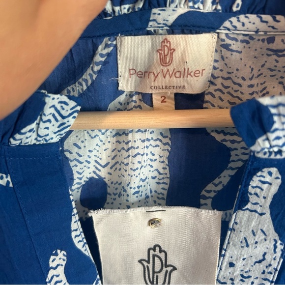 Perry Walker The Virginia women’s short sleeve blouse with ruffle sleeves- NWT - Picture 2 of 7